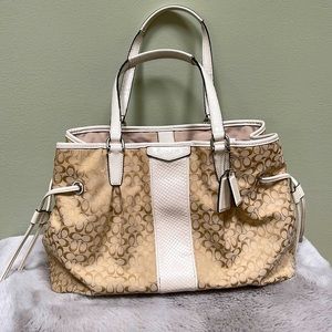 Coach Signature Tan Canvas Shoulder Bag